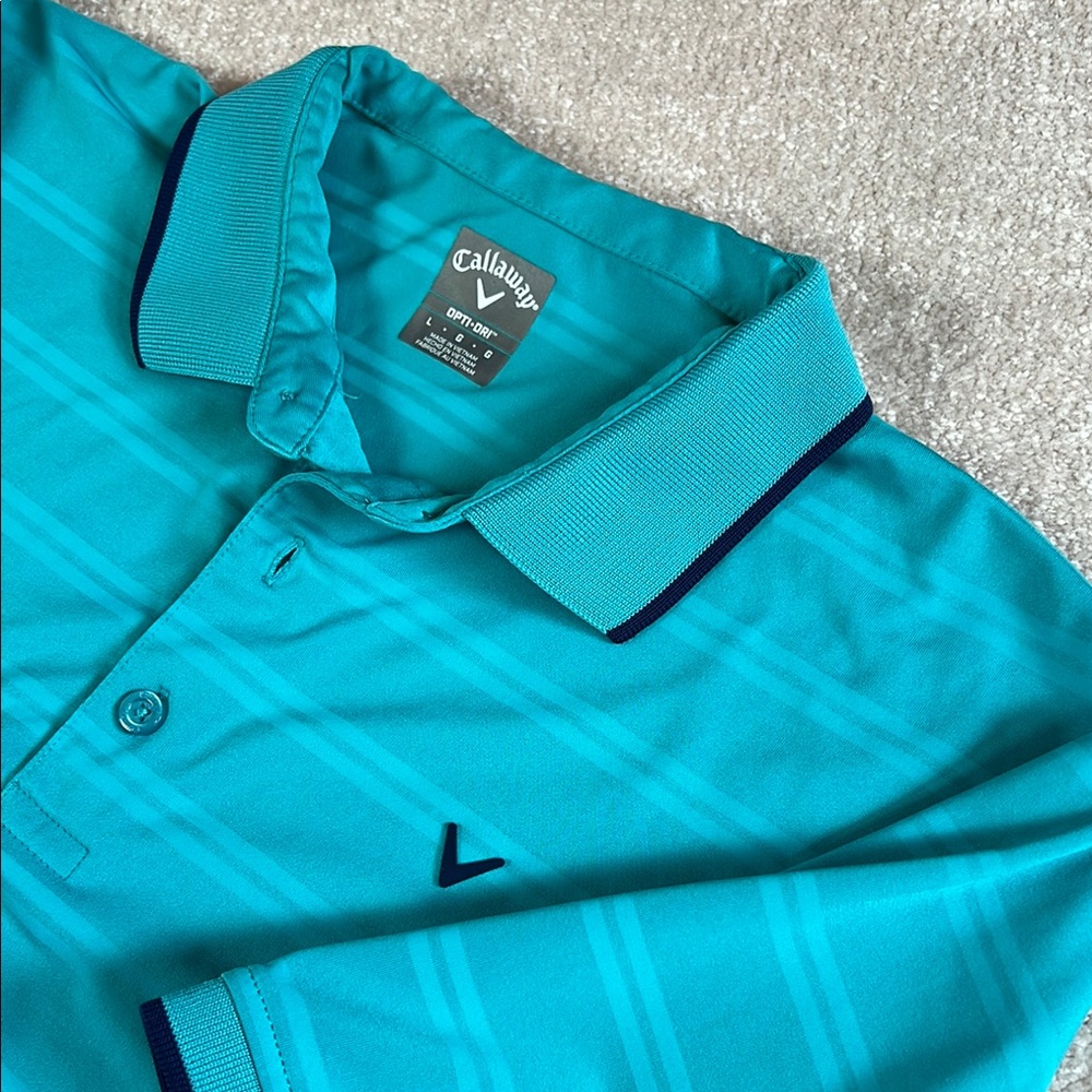 Callaway Blue Polo Shirt Classic Design with Textured‎ Pattern